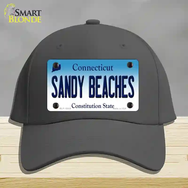 HAT04-MLP-10929 Sandy Beaches Connecticut Novelty License Plate Hat, Cotton - Charcoal