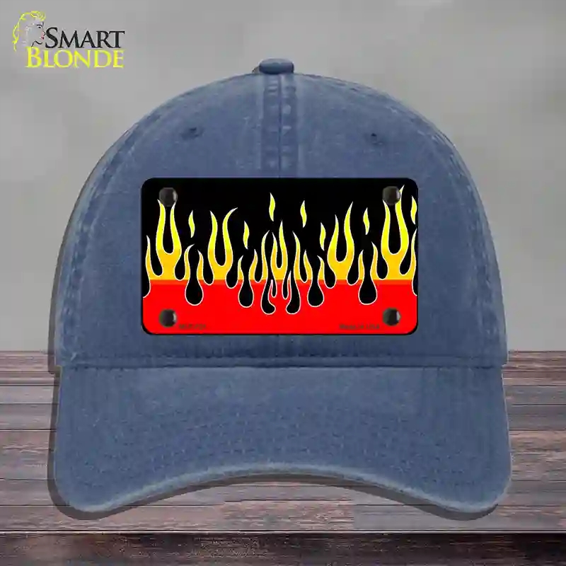 HAT11-MLP-021 Flames Novelty License Plate Hat, Unconstructed Cotton - Navy