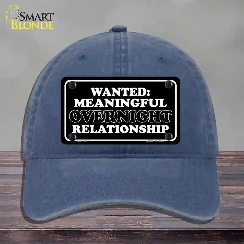 HAT11-MLP-057 Wanted Meaningful Overnight Relationship Novelty License Plate Hat, Unconstructed Cotton - Navy