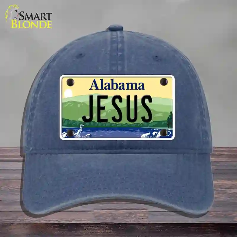 HAT11-MLP-10018 Jesus Alabama Novelty License Plate Hat, Unconstructed Cotton - Navy