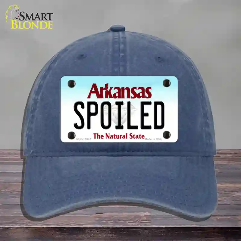HAT11-MLP-10047 Spoiled Arkansas Novelty License Plate Hat, Unconstructed Cotton - Navy
