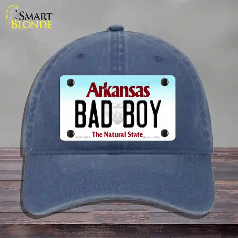 HAT11-MLP-10060 Bad Boy Arkansas Novelty License Plate Hat, Unconstructed Cotton - Navy