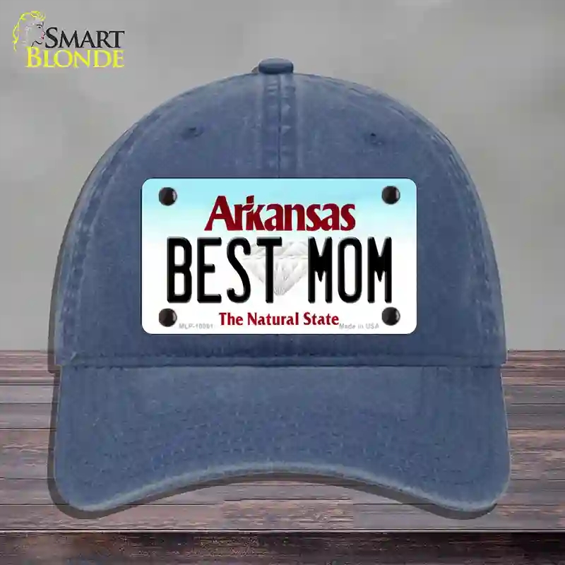 HAT11-MLP-10061 Best Mom Arkansas Novelty License Plate Hat, Unconstructed Cotton - Navy