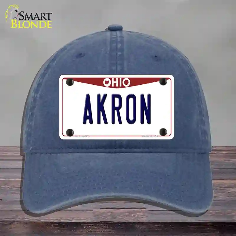 HAT11-MLP-10070 Akron Ohio Novelty License Plate Hat, Unconstructed Cotton - Navy