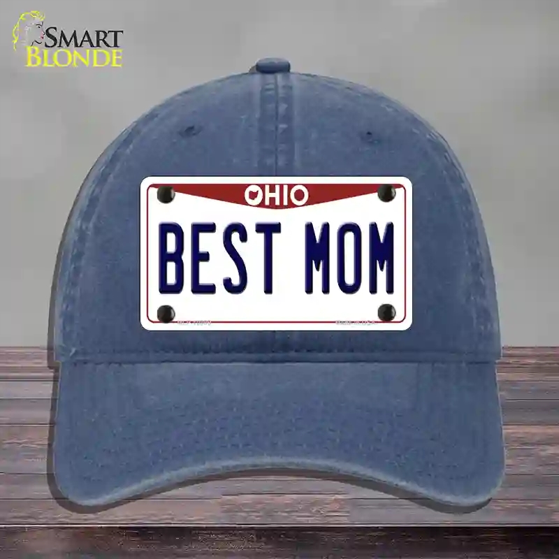 HAT11-MLP-10099 Best Mom Ohio Novelty License Plate Hat, Unconstructed Cotton - Navy