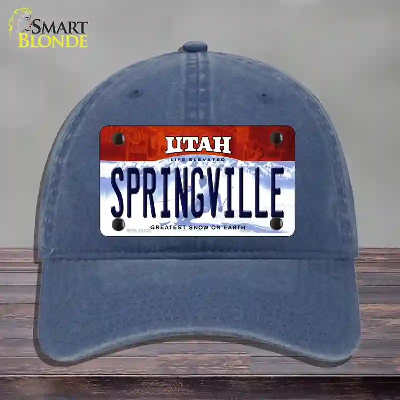 HAT11-MLP-10193 Springville Utah Novelty License Plate Hat, Unconstructed Cotton - Navy
