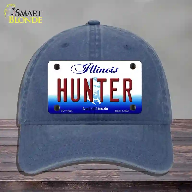 HAT11-MLP-10306 Hunter Illinois Novelty License Plate Hat, Unconstructed Cotton - Navy