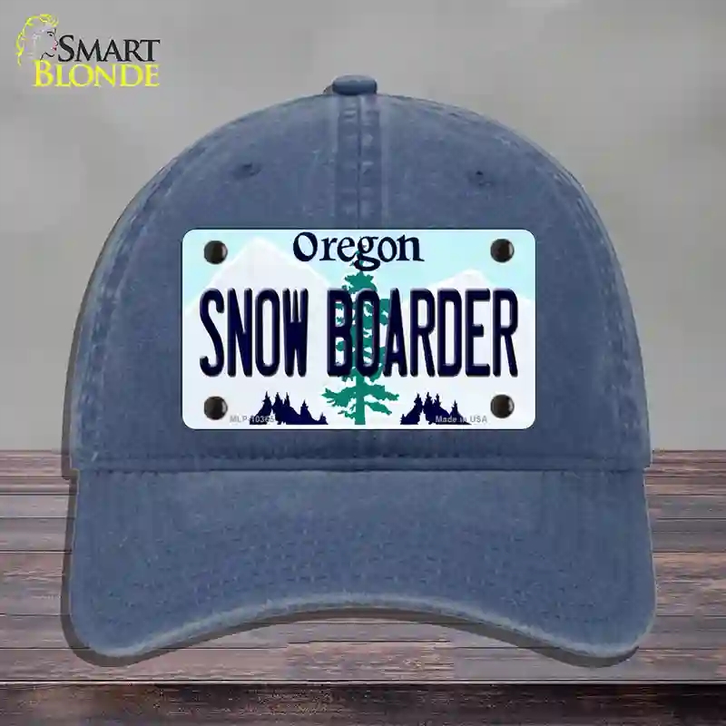HAT11-MLP-10365 Snow Boarder Oregon Novelty License Plate Hat, Unconstructed Cotton - Navy