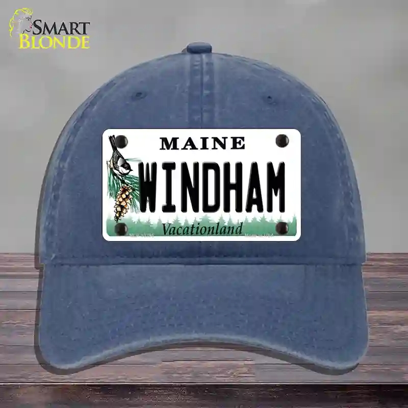 HAT11-MLP-10396 Windham Maine Novelty License Plate Hat, Unconstructed Cotton - Navy