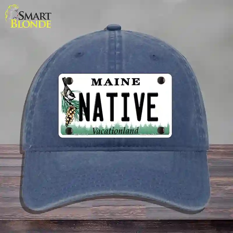 HAT11-MLP-10416 Native Maine Novelty License Plate Hat, Unconstructed Cotton - Navy