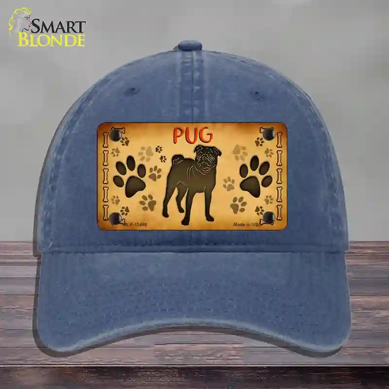 HAT11-MLP-10456 Pug Novelty License Plate Hat, Unconstructed Cotton - Navy