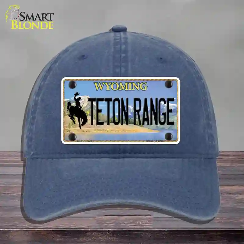 HAT11-MLP-10529 Teton Range Wyoming Novelty License Plate Hat, Unconstructed Cotton - Navy