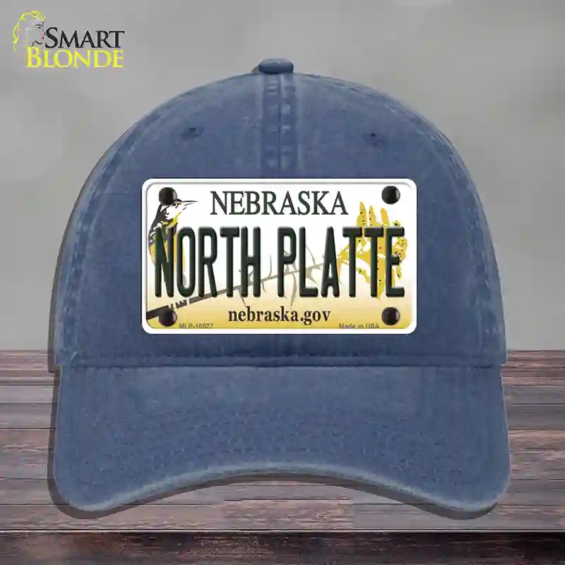 HAT11-MLP-10577 North Platte Nebraska Novelty License Plate Hat, Unconstructed Cotton - Navy