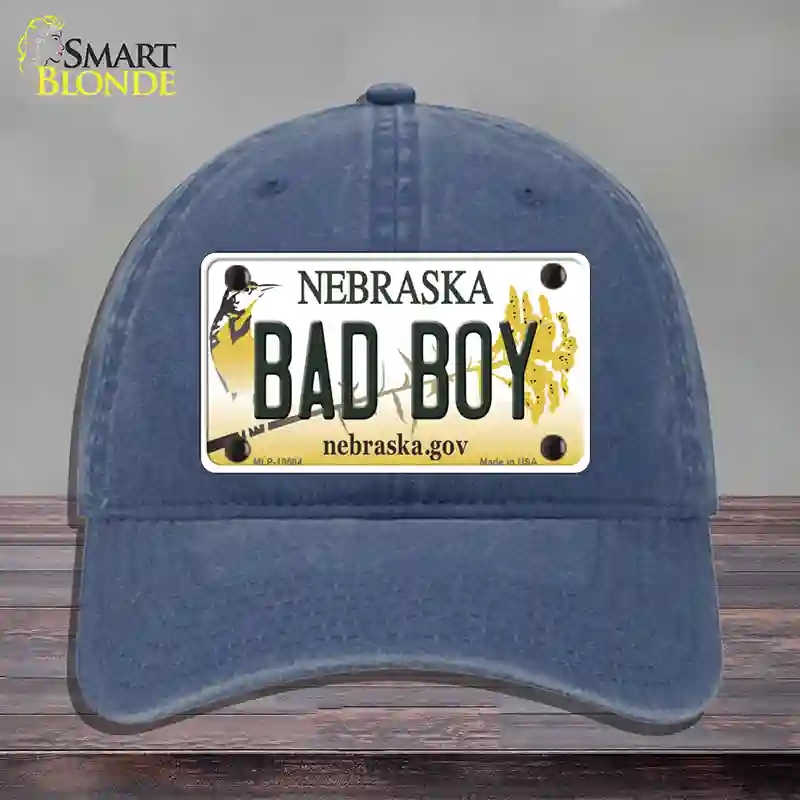 HAT11-MLP-10604 Bad Boy Nebraska Novelty License Plate Hat, Unconstructed Cotton - Navy