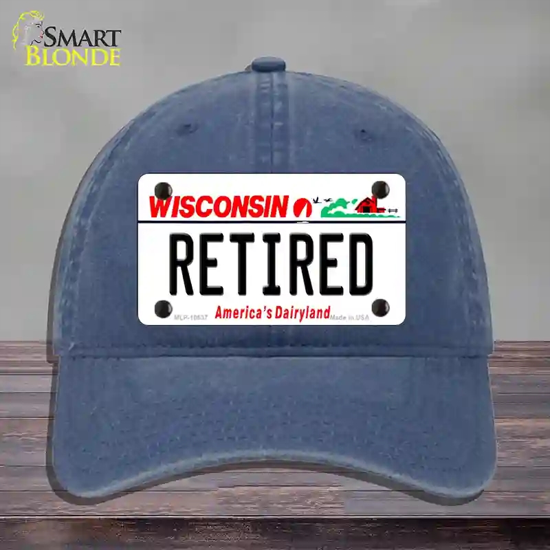 HAT11-MLP-10637 Retired Wisconsin Novelty License Plate Hat, Unconstructed Cotton - Navy
