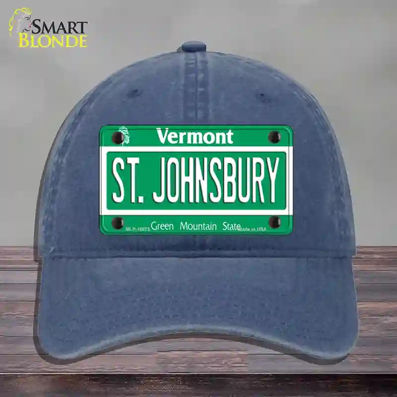HAT11-MLP-10673 St Johnsbury Vermont Novelty License Plate Hat, Unconstructed Cotton - Navy