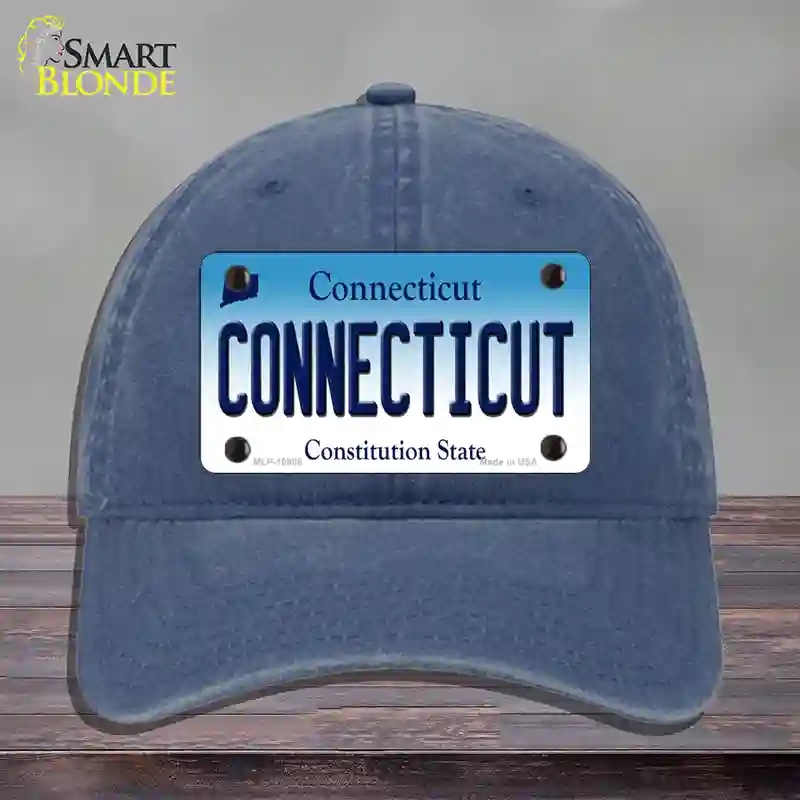 HAT11-MLP-10888 Connecticut State Novelty License Plate Hat, Unconstructed Cotton - Navy
