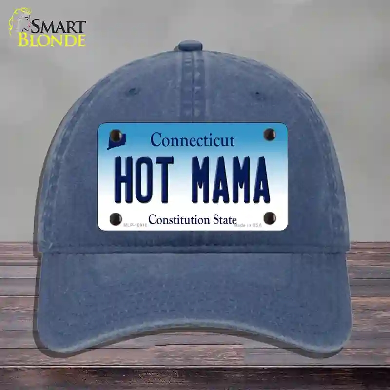 HAT11-MLP-10910 Hot Mama Connecticut Novelty License Plate Hat, Unconstructed Cotton - Navy
