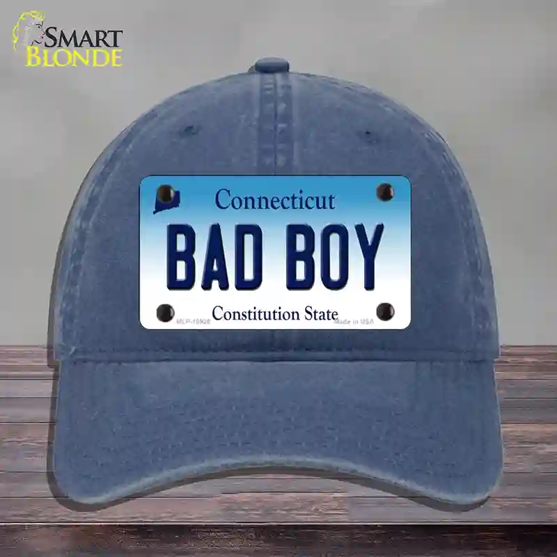 HAT11-MLP-10926 Bad Boy Connecticut Novelty License Plate Hat, Unconstructed Cotton - Navy