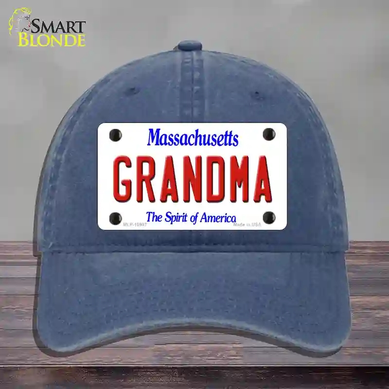 HAT11-MLP-10997 Grandma Massachusetts Novelty License Plate Hat, Unconstructed Cotton - Navy