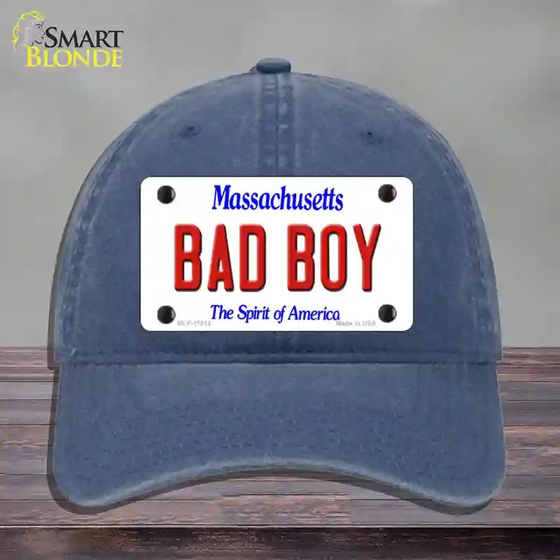 HAT11-MLP-11015 Bad Boy Massachusetts Novelty License Plate Hat, Unconstructed Cotton - Navy