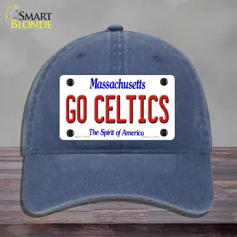 HAT11-MLP-11019 Go Celtics Massachusetts Novelty License Plate Hat, Unconstructed Cotton - Navy