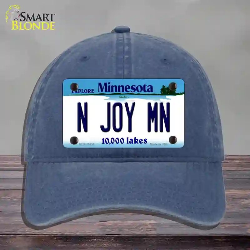 HAT11-MLP-11035 N Joy MN Minnesota Novelty License Plate Hat, Unconstructed Cotton - Navy