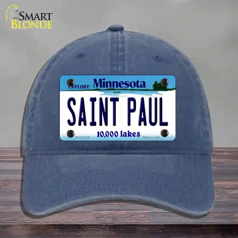 HAT11-MLP-11038 Saint Paul Minnesota State Novelty License Plate Hat, Unconstructed Cotton - Navy