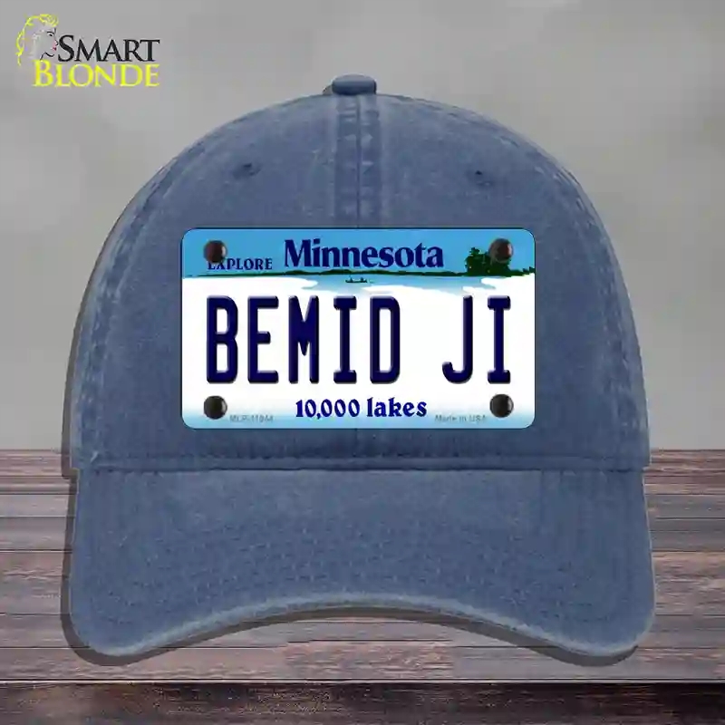 HAT11-MLP-11044 Bemid Ji Minnesota State Novelty License Plate Hat, Unconstructed Cotton - Navy