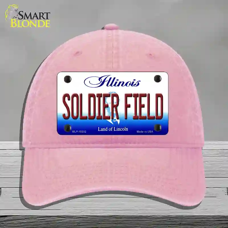 HAT12-MLP-10332 Soldier Field Illinois Novelty License Plate Hat, Unconstructed Cotton - Pink