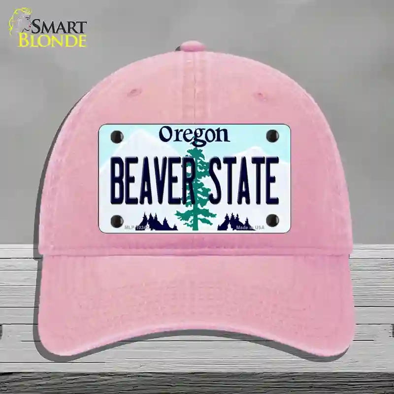 HAT12-MLP-10341 Beaver State Oregon Novelty License Plate Hat, Unconstructed Cotton - Pink