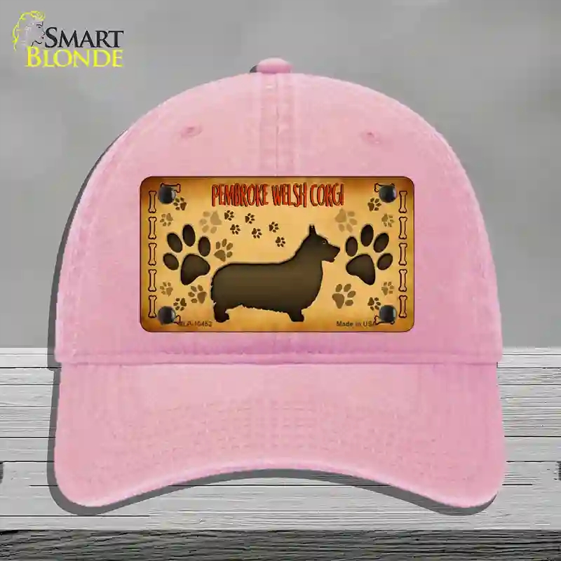 HAT12-MLP-10452 Pembroke Welsh Corgi Novelty License Plate Hat, Unconstructed Cotton - Pink