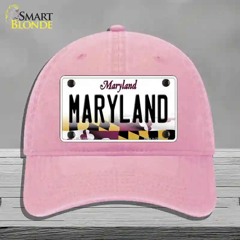 HAT12-MLP-10461 Maryland State MD Novelty License Plate Hat, Unconstructed Cotton - Pink