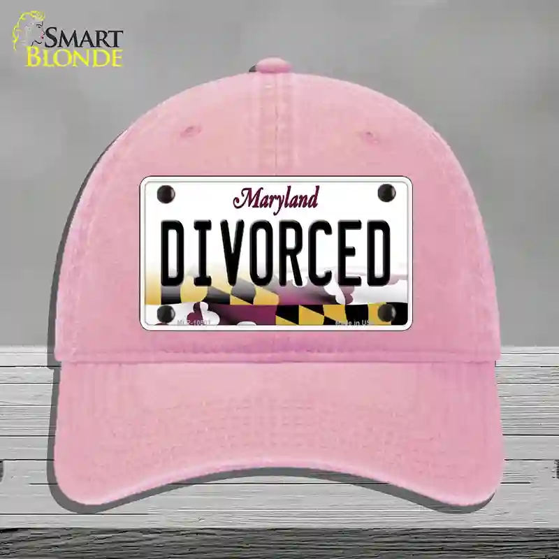 HAT12-MLP-10507 Divorced Maryland Novelty License Plate Hat, Unconstructed Cotton - Pink