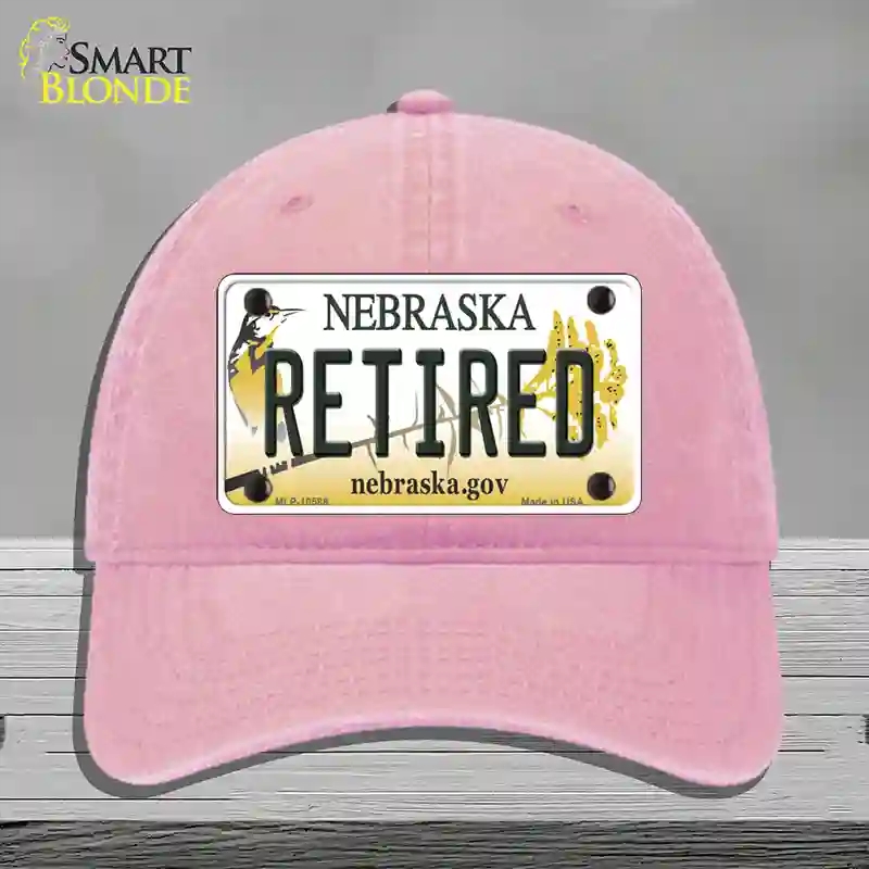 HAT12-MLP-10588 Retired Nebraska Novelty License Plate Hat, Unconstructed Cotton - Pink