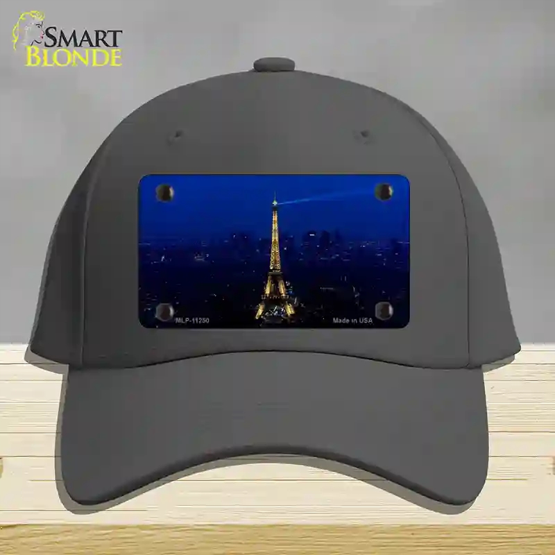 HAT04-MLP-11250 Eiffel Tower Night with City Skyline Novelty License Plate Hat, Cotton - Charcoal