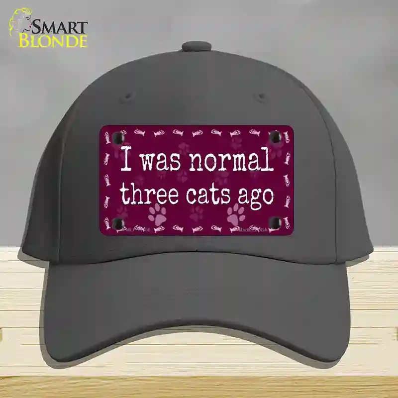 HAT04-MLP-11306 I Was Normal Three Cats Ago Novelty License Plate Hat, Cotton - Charcoal