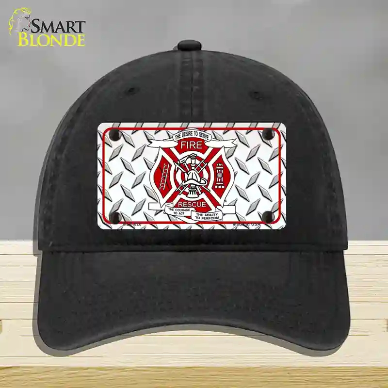 HAT07-MLP-020 Fire Fighter Rescue Novelty License Plate Hat, Unconstructed Cotton - Black