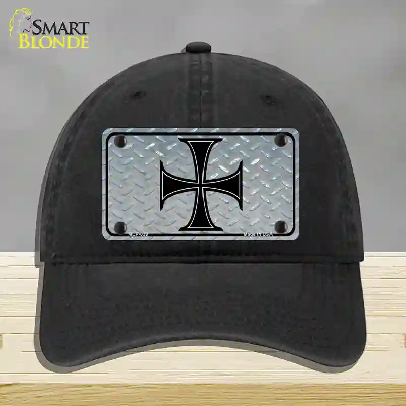 HAT07-MLP-039 Maltese Cross Novelty License Plate Hat, Unconstructed Cotton - Black