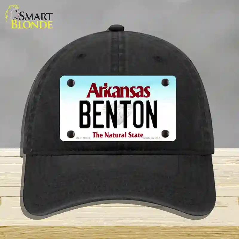 HAT07-MLP-10033 Benton Arkansas Novelty License Plate Hat, Unconstructed Cotton - Black