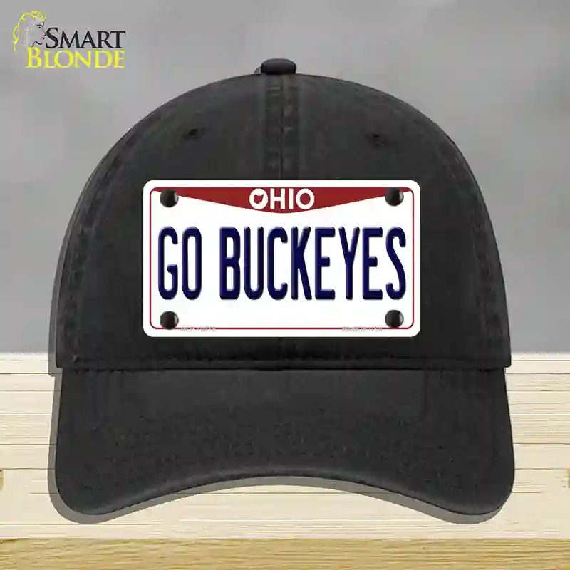 HAT07-MLP-10075 Go Buckeyes Ohio Novelty License Plate Hat, Unconstructed Cotton - Black