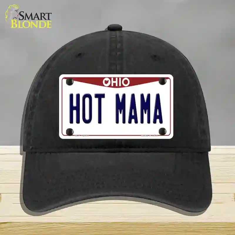 HAT07-MLP-10081 Hot Mama Ohio Novelty License Plate Hat, Unconstructed Cotton - Black