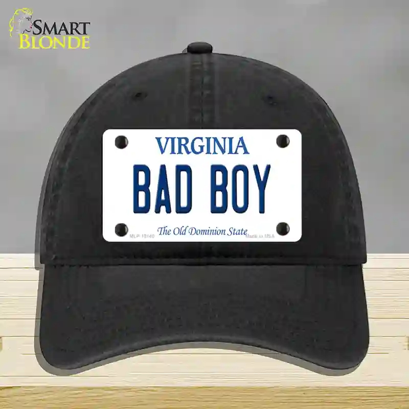 HAT07-MLP-10140 Bad Boy Virginia Novelty License Plate Hat, Unconstructed Cotton - Black