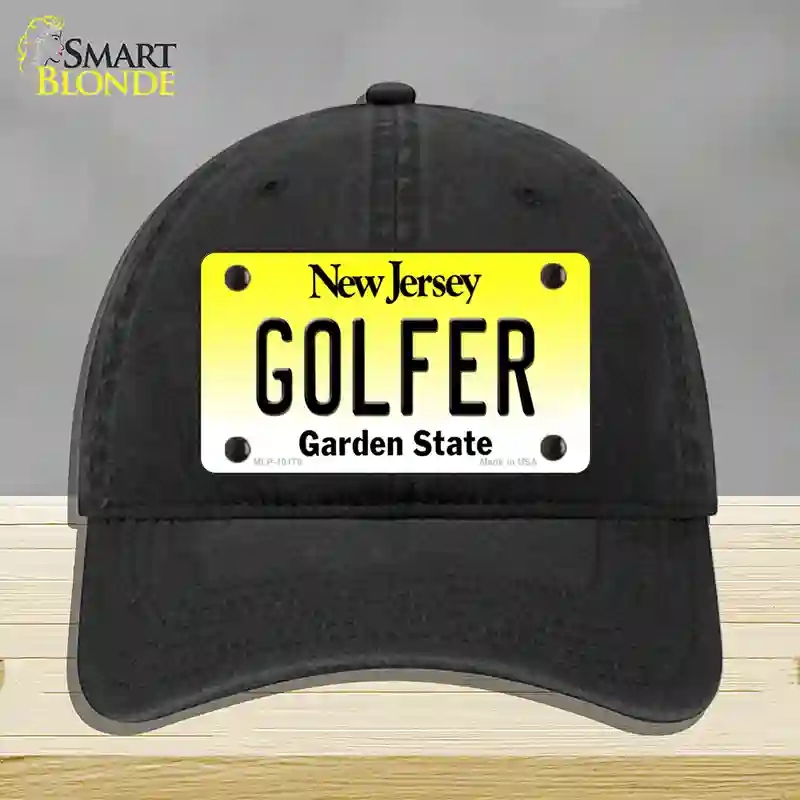 HAT07-MLP-10175 Golfer   Jersey Novelty License Plate Hat, Unconstructed Cotton - Black