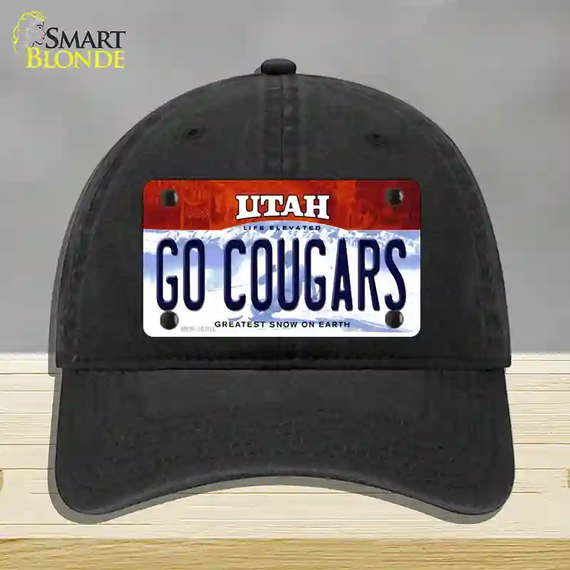 HAT07-MLP-10201 Go Cougars Utah Novelty License Plate Hat, Unconstructed Cotton - Black