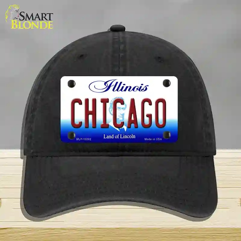 HAT07-MLP-10282 Chicago Illinois Novelty License Plate Hat, Unconstructed Cotton - Black