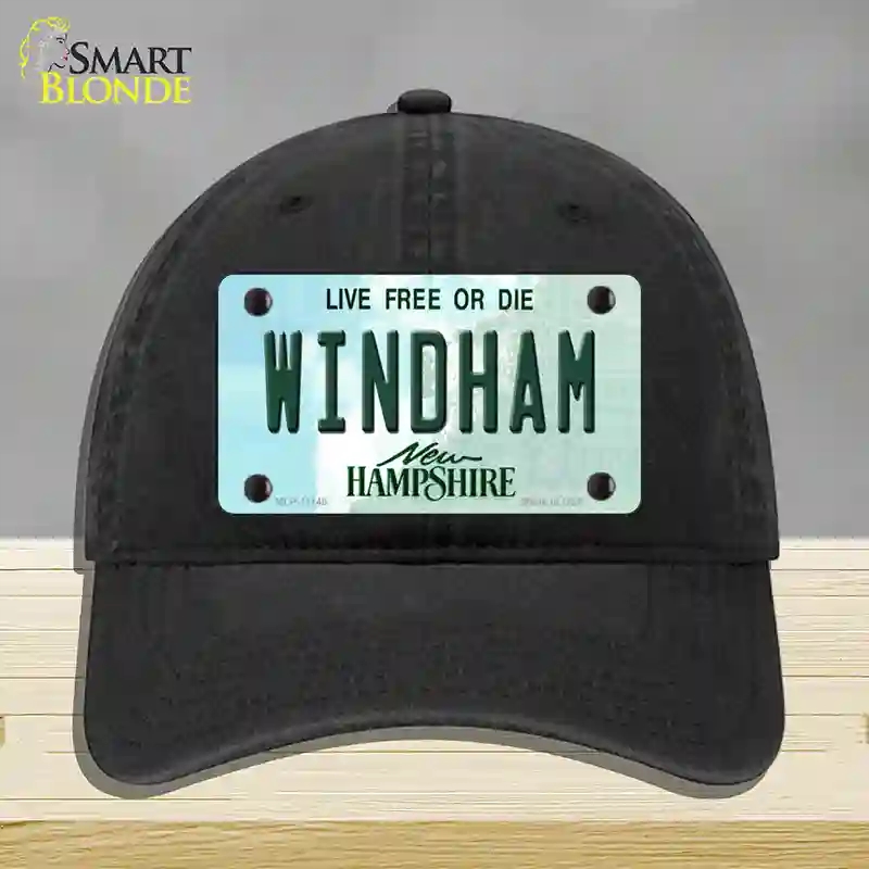HAT07-MLP-11148 Windham   Hampshire State Novelty License Plate Hat, Unconstructed Cotton - Black