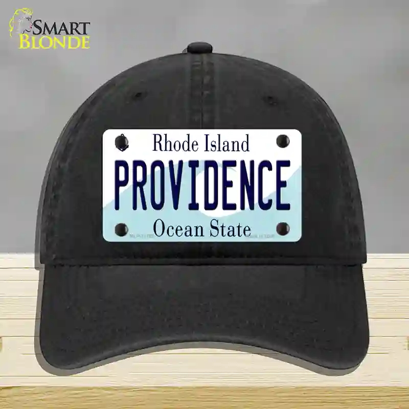 HAT07-MLP-11182 Providence Rhode Island State Novelty License Plate Hat, Unconstructed Cotton - Black