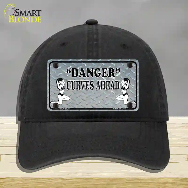 HAT07-MLP-1126 Danger Curves Ahead Novelty License Plate Hat, Unconstructed Cotton - Black