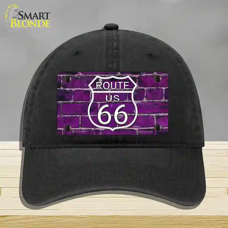 HAT07-MLP-11460 Route 66 Purple Brick Wall Novelty License Plate Hat, Unconstructed Cotton - Black